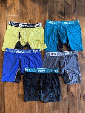 Hanes Moves Performance anti-chafe Boxer Briefs – Youth Large (12-14) – 5 pairs